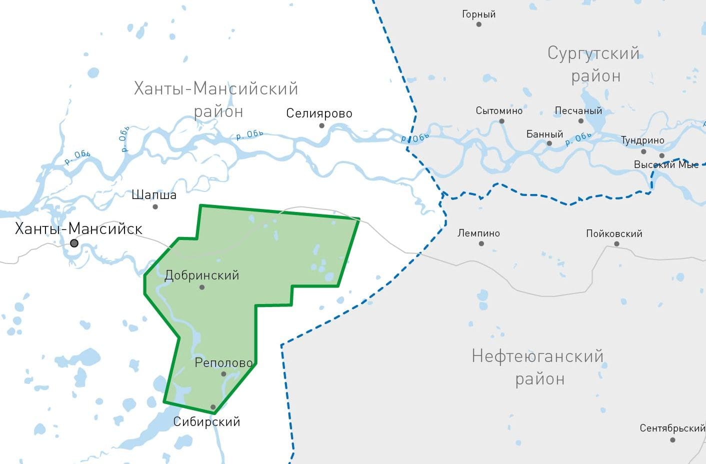 Южно-Приобское месторождение ХМАО на карте